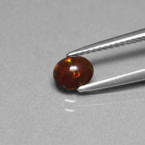 Ópalo de chocolate Multicolor natural de 0.43 ct, Corte Óvalo, Opaco