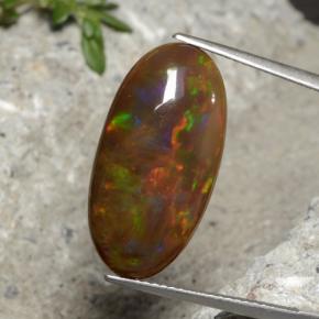 Ópalo chocolate multicolor natural de 7,66 ct, corte óvalo, opaco