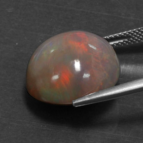 Ópalo chocolate multicolor natural de 11,31 ct, corte redondo, opaco