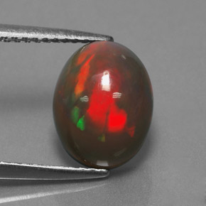 Ópalo chocolate multicolor natural de 1,87 ct, corte óvalo, opaco