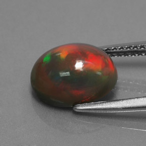 Ópalo chocolate multicolor natural de 1,87 ct, corte óvalo, opaco