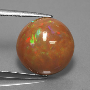 Ópalo chocolate multicolor natural de 4,33 ct, corte redondo, opaco