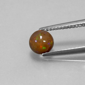 Ópalo de chocolate Multicolor natural de 0.60 ct, Corte Redondo, Translúcido