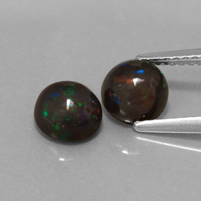 Gemas de ópalo chocolate multicolor natural de  ct, corte redondo, opaco