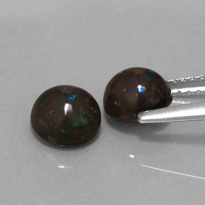 Gemas de ópalo chocolate multicolor natural de  ct, corte redondo, opaco
