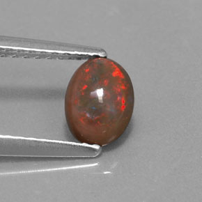 Ópalo de chocolate Multicolor natural de 0.41 ct, Corte Óvalo, Translúcido