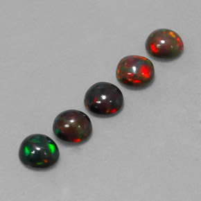 Gemas de ópalo chocolate multicolor natural de  ct, corte redondo, opaco