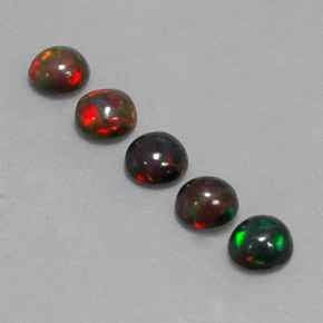 Gemas de ópalo chocolate multicolor natural de  ct, corte redondo, opaco