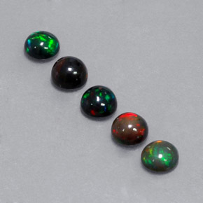 Gemas de ópalo chocolate multicolor natural de  ct, corte redondo, opaco
