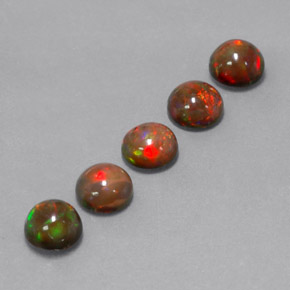 Gemas de ópalo chocolate multicolor natural de  ct, corte redondo, opaco