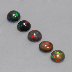 Gemas de ópalo chocolate multicolor natural de  ct, corte redondo, opaco