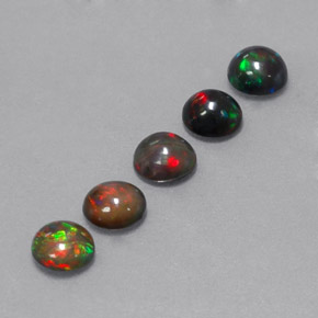Gemas de ópalo chocolate multicolor natural de  ct, corte redondo, opaco