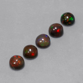 Gemas de ópalo chocolate multicolor natural de  ct, corte redondo, opaco