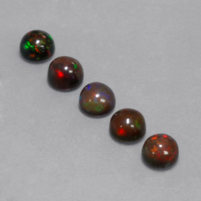 Gemas de ópalo chocolate multicolor natural de  ct, corte redondo, opaco