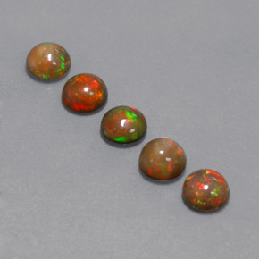 Gemas de ópalo chocolate multicolor natural de  ct, corte redondo, opaco