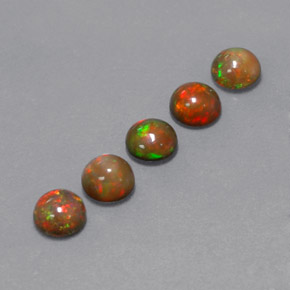 Gemas de ópalo chocolate multicolor natural de  ct, corte redondo, opaco
