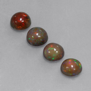 Gemas de ópalo chocolate multicolor natural de  ct, corte redondo, translúcido