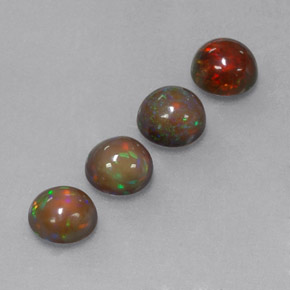 Gemas de ópalo chocolate multicolor natural de  ct, corte redondo, translúcido