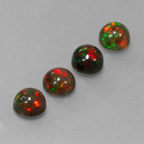 Gemas de ópalo chocolate multicolor natural de  ct, corte redondo, opaco