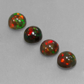 Gemas de ópalo chocolate multicolor natural de  ct, corte redondo, opaco