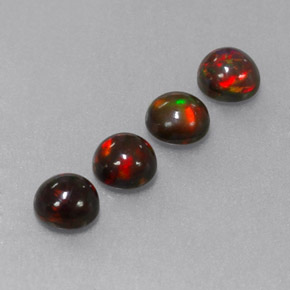 Gemas de ópalo chocolate multicolor natural de  ct, corte redondo, opaco