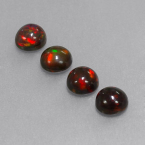 Gemas de ópalo chocolate multicolor natural de  ct, corte redondo, opaco
