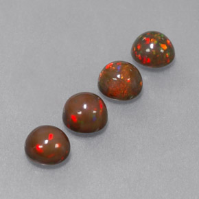 Gemas de ópalo chocolate multicolor natural de  ct, corte redondo, translúcido