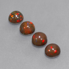 Gemas de ópalo chocolate multicolor natural de  ct, corte redondo, translúcido