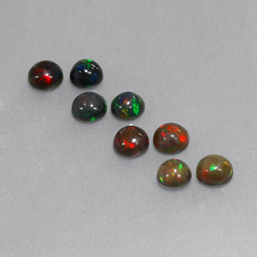 Gemas de ópalo chocolate multicolor natural de  ct, corte redondo, opaco