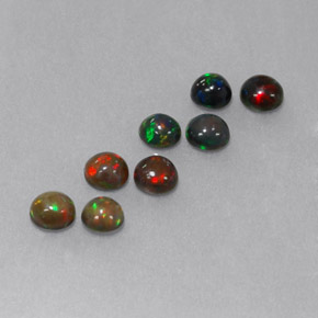 Gemas de ópalo chocolate multicolor natural de  ct, corte redondo, opaco