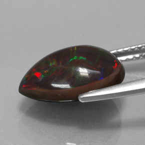Ópalo chocolate multicolor natural de 3,01 ct, en forma de pera, opaco