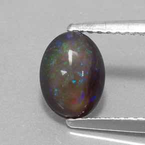 Ópalo de chocolate Multicolor natural de 0.78 ct, Corte Óvalo, Translúcido