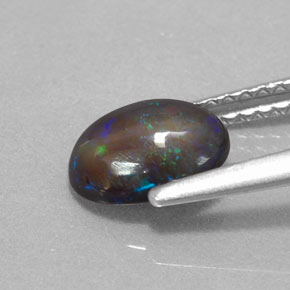 Ópalo de chocolate Multicolor natural de 0.78 ct, Corte Óvalo, Translúcido