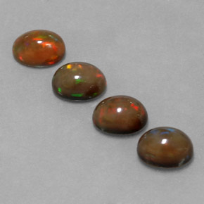 Gemas de ópalo chocolate multicolor natural de 4,20 ct, corte óvalo, translúcido