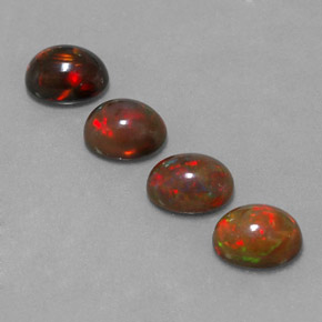 Gemas de ópalo chocolate multicolor natural de  ct, corte óvalo, translúcido