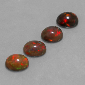 Gemas de ópalo chocolate multicolor natural de  ct, corte óvalo, translúcido