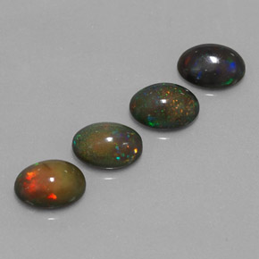 Gemas de ópalo chocolate multicolor natural de 3,00 ct, corte óvalo, translúcido