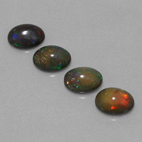 Gemas de ópalo chocolate multicolor natural de 3,00 ct, corte óvalo, translúcido