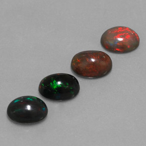 Gemas de ópalo chocolate multicolor natural de  ct, corte óvalo, opaco