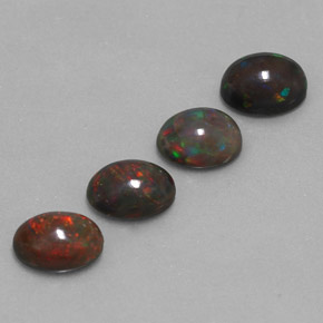 Gemas de Ópalo de chocolate Multicolor natural de 3.38 ct, Corte Óvalo, Translúcido