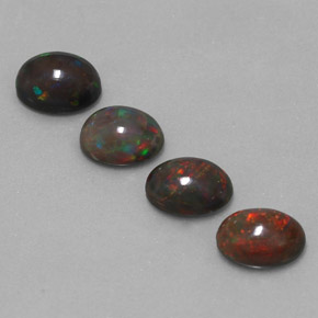 Gemas de Ópalo de chocolate Multicolor natural de 3.38 ct, Corte Óvalo, Translúcido