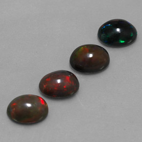 Gemas de ópalo chocolate multicolor natural de 3,57 ct, corte óvalo, translúcido