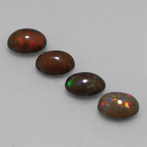 Gemas de ópalo chocolate multicolor natural de  ct, corte óvalo, translúcido