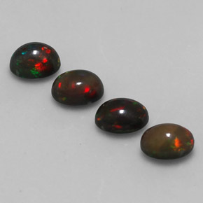 Gemas de ópalo chocolate multicolor natural de  ct, corte óvalo, translúcido