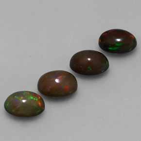 Gemas de ópalo chocolate multicolor natural de 2,29 ct, corte óvalo, translúcido
