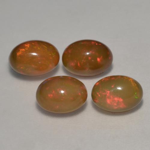 Gemas de ópalo chocolate multicolor natural de 2,83 ct, corte óvalo, translúcido