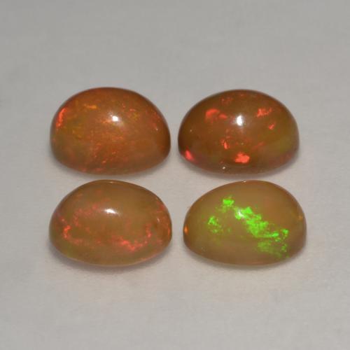 Gemas de ópalo chocolate multicolor natural de 2,83 ct, corte óvalo, translúcido