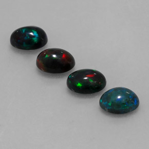 Gemas de ópalo chocolate multicolor natural de  ct, corte óvalo, opaco