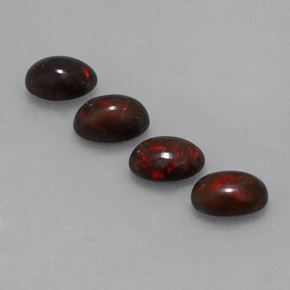 Gemas de ópalo chocolate multicolor natural de 1,82 ct, corte óvalo, opaco