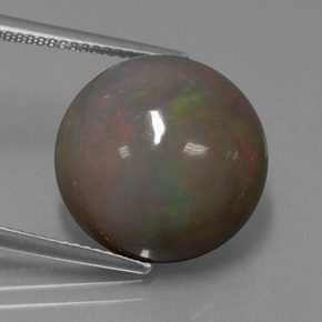 Ópalo chocolate multicolor natural de 11,31 ct, corte redondo, opaco